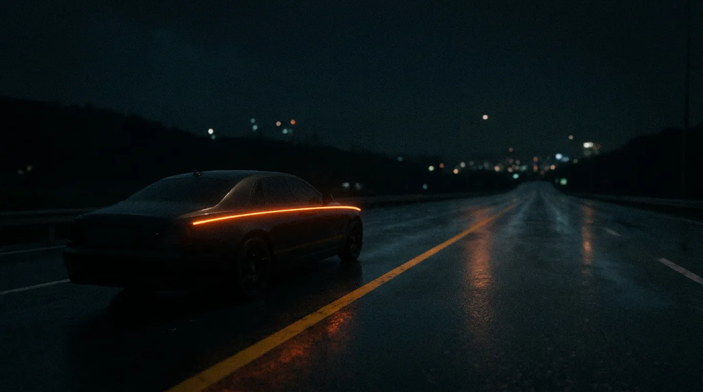 Demo frame, generated for this page: an unbranded car on one locked road. Client work stays confidential, the capability does not.