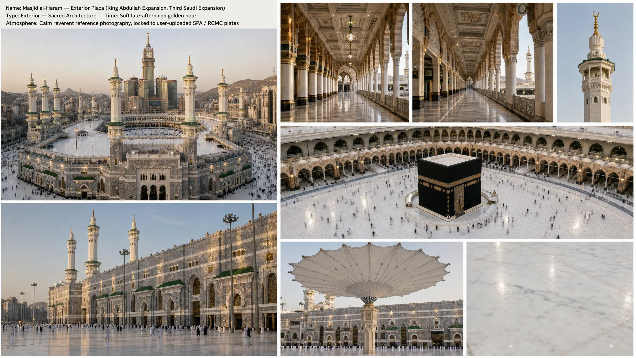 The Grand Mosque exterior sheet. This is the plate that took more than ten regeneration passes to match the real, current-day architecture.